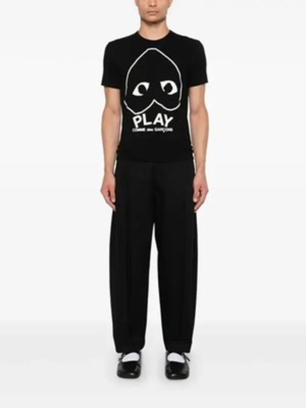 Comme Des Garçons Play Logo-Print T-Shirt Men's L Black/White Crewneck Pullover